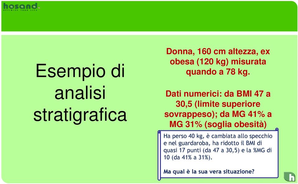 kg, è cambiata allo specchio e nel guardaroba, ha ridotto il BMI di Trattamento medico con quasi 17 punti (da 47