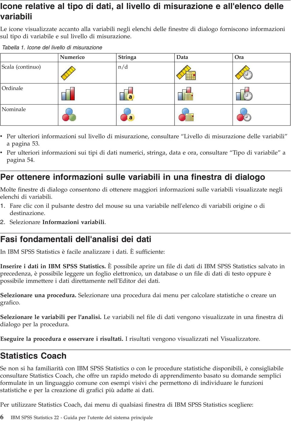 Icone del livello di misurazione Numerico Stringa Data Ora Scala (continuo) n/d Ordinale Nominale v Per ulteriori informazioni sul livello di misurazione, consultare Livello di misurazione delle