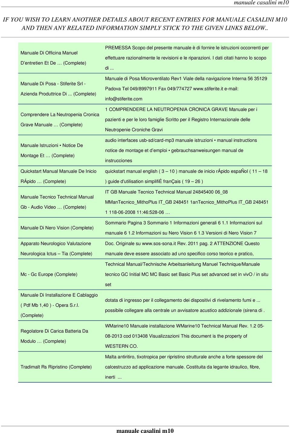 .. (Complete) Comprendere La Neutropenia Cronica Grave Manuale (Complete) Manuale Istruzioni Notice De Montage Et (Complete) Quickstart Manual Manuale De Inicio RÁpido (Complete) Manuale Tecnico