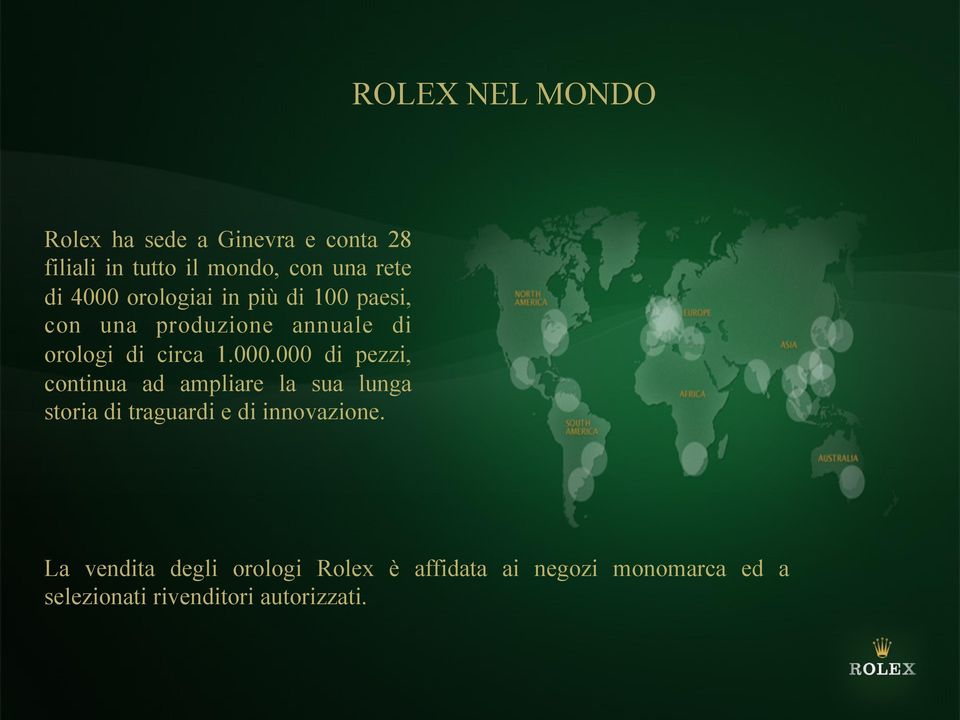 La vendita degli orologi Rolex è affidata ai negozi monomarca ed a selezionati rivenditori