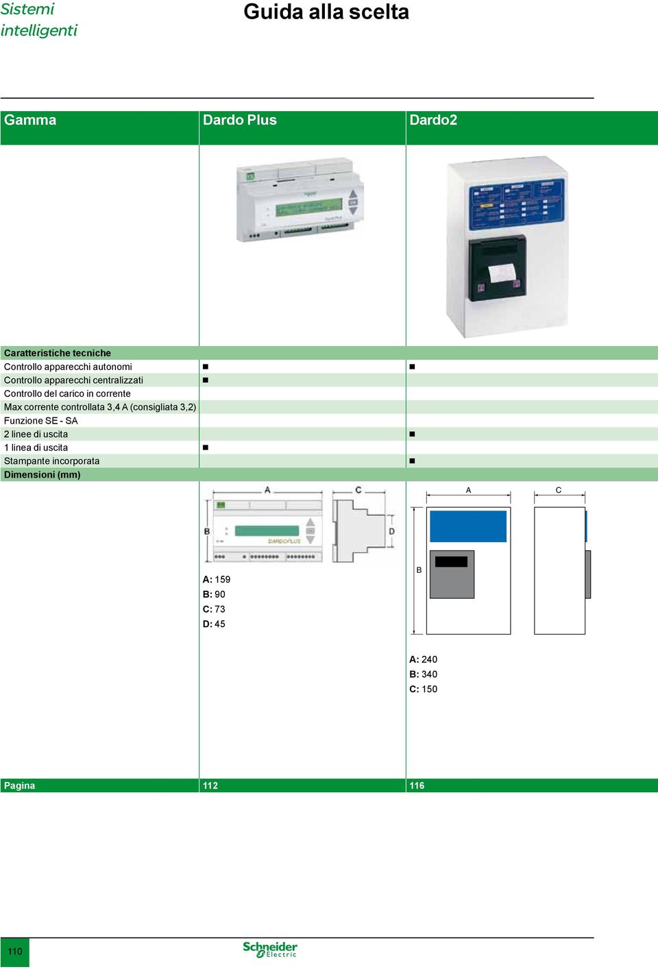 controllata 3,4 A (consigliata 3,2) Funzione SE - SA 2 linee di uscita b 1 linea di uscita b