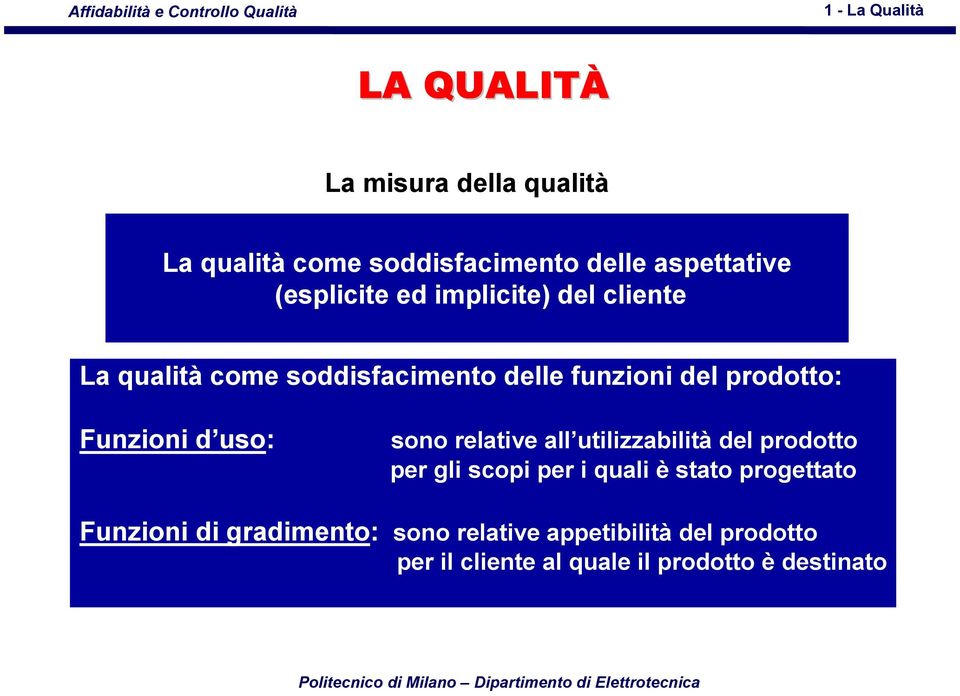 del prodotto per gli scopi per i quali è stato progettato Funzioni di gradimento: sono relative appetibilità