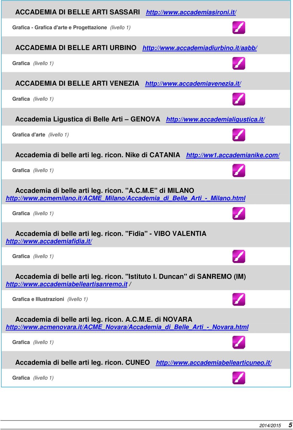 Nike di CATANIA http://ww1.accademianike.com/ Accademia di belle arti leg. ricon. "A.C.M.E" di MILANO http://www.acmemilano.it/acme_milano/accademia_di_belle_arti_-_milano.