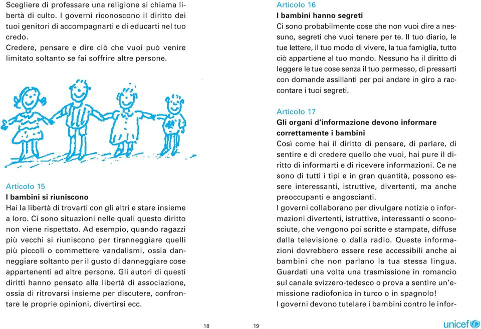 Articolo 16 I bambini hanno segreti Ci sono probabilmente cose che non vuoi dire a nessuno, segreti che vuoi tenere per te.