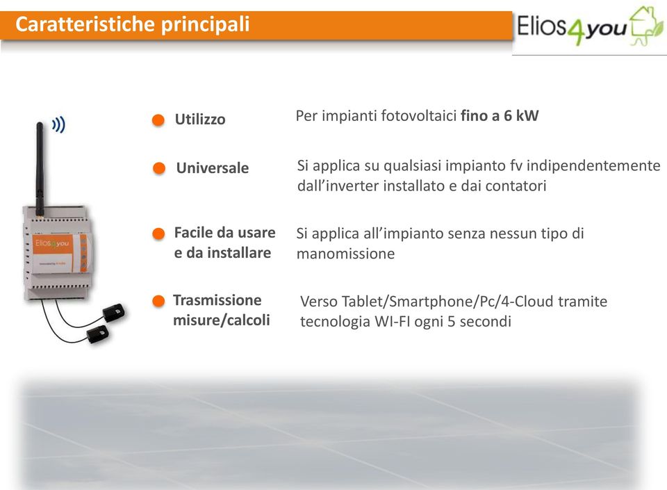 Facile da usare e da installare Si applica all impianto senza nessun tipo di manomissione