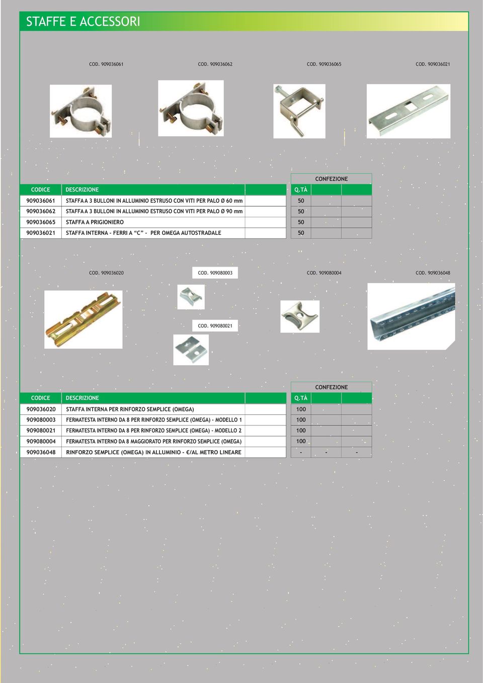 90903021 STAFFA INTERNA - FERRI A C - PER OMEGA AUTOSTRADALE CONFEZIONE COD. 90903020 COD. 909080003 COD. 909080004 COD. 90903048 COD.