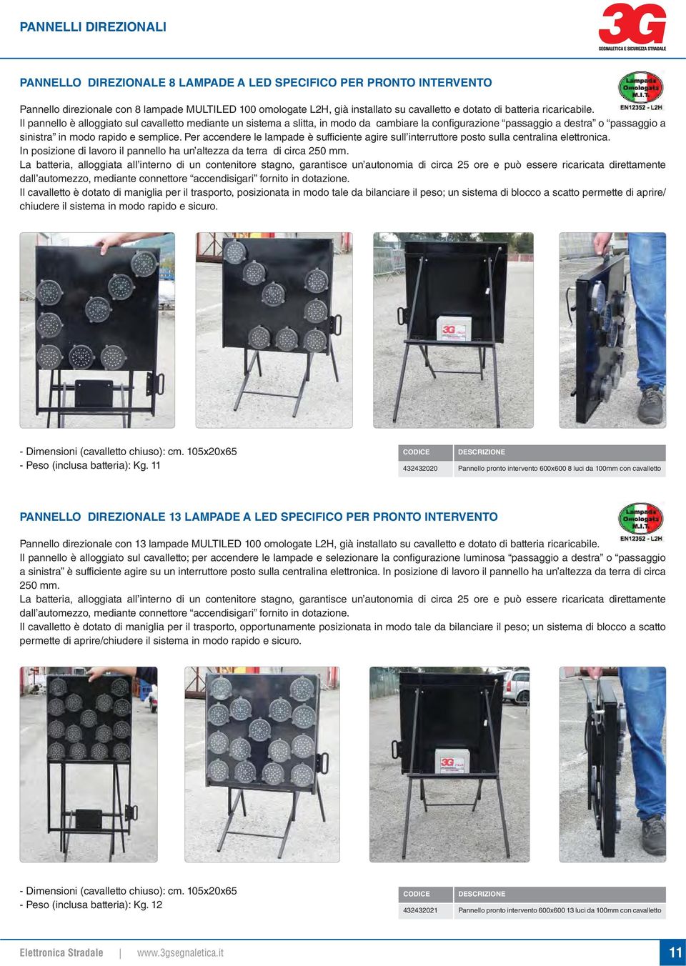 Per accendere le lampade è sufficiente agire sull interruttore posto sulla centralina elettronica. In posizione di lavoro il pannello ha un altezza da terra di circa 250 mm.