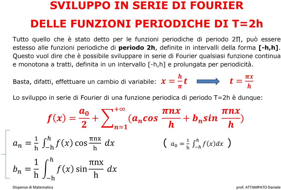 Questo vuol dire che è possibile sviluppare in serie di Fourier qualsiasi funzione continua e monotona a tratti, definita in un intervallo