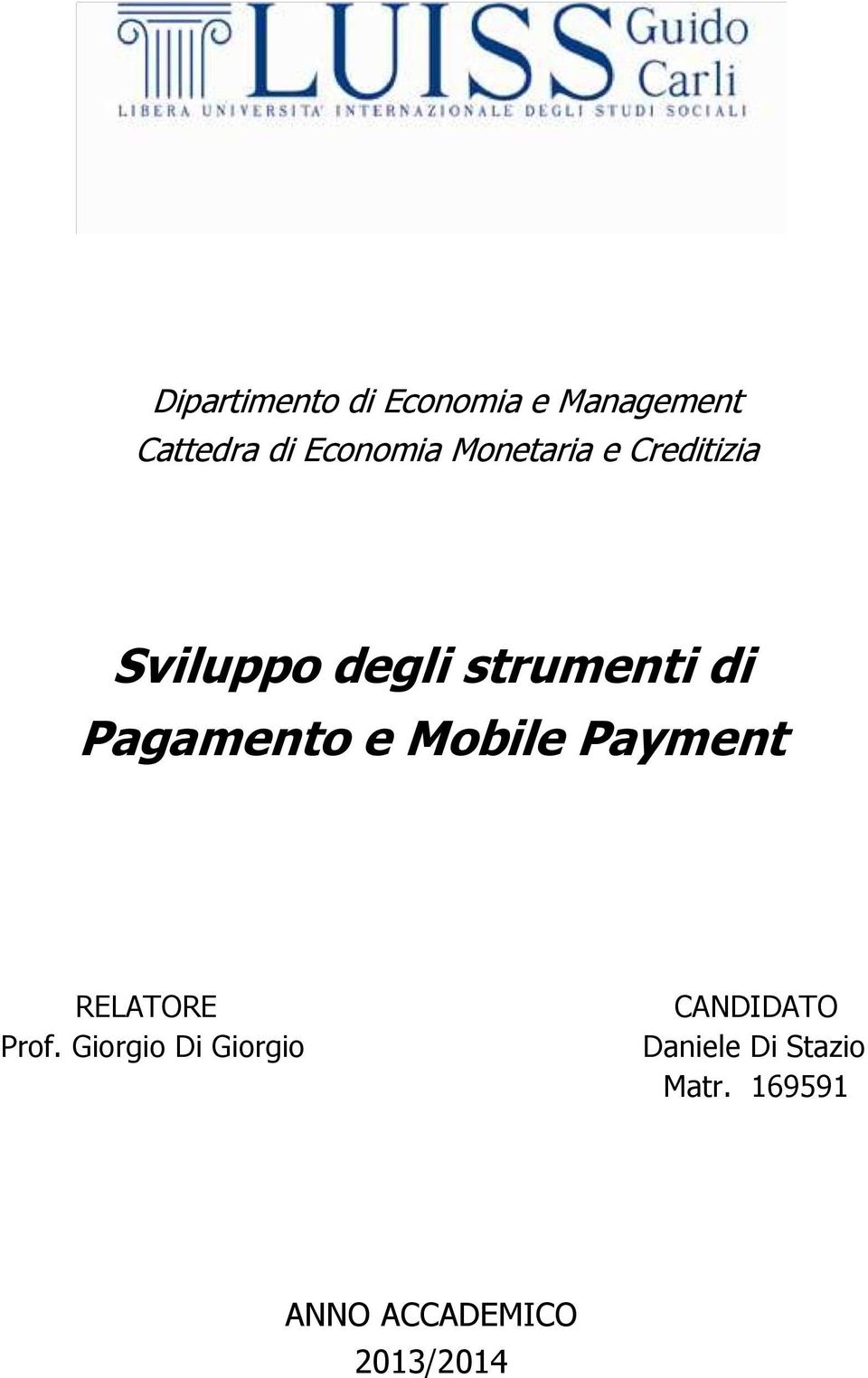 Pagamento e Mobile Payment RELATORE Prof.