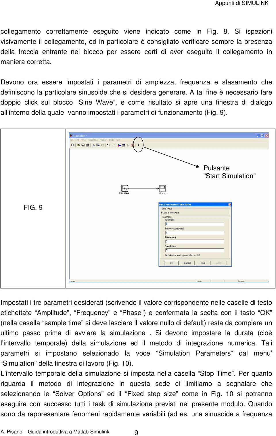 corretta. Devono ora essere impostati i parametri di ampiezza, frequenza e sfasamento che definiscono la particolare sinusoide che si desidera generare.