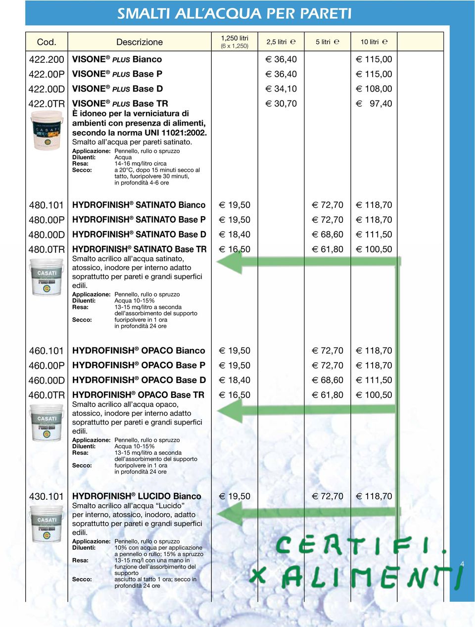 Smalto all acqua per pareti satinato. Resa: 14-16 mq/litro circa Secco: a 20 C, dopo 15 minuti secco al tatto, fuoripolvere 30 minuti, in profondità 4-6 ore 30,70 97,40 480.