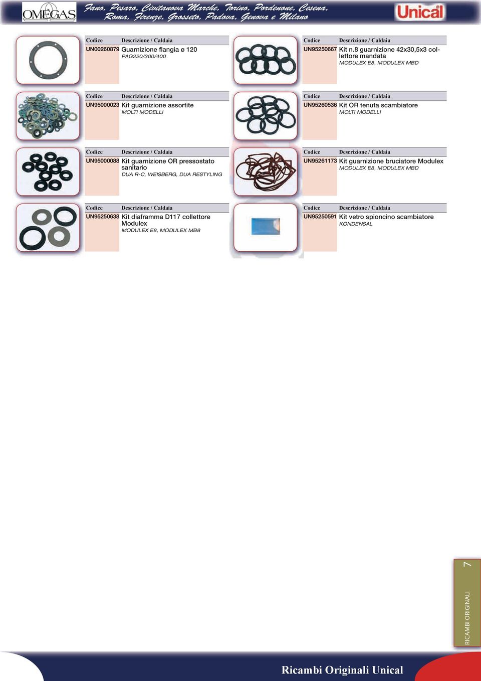 tenuta scambiatore UN95000088 Kit guarnizione OR pressostato sanitario DUA R-C, WEISBERG, DUA RESTYLING UN9526113 Kit