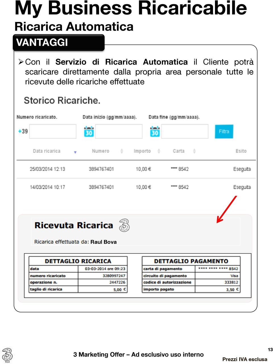 scaricare direttamente dalla propria area personale tutte