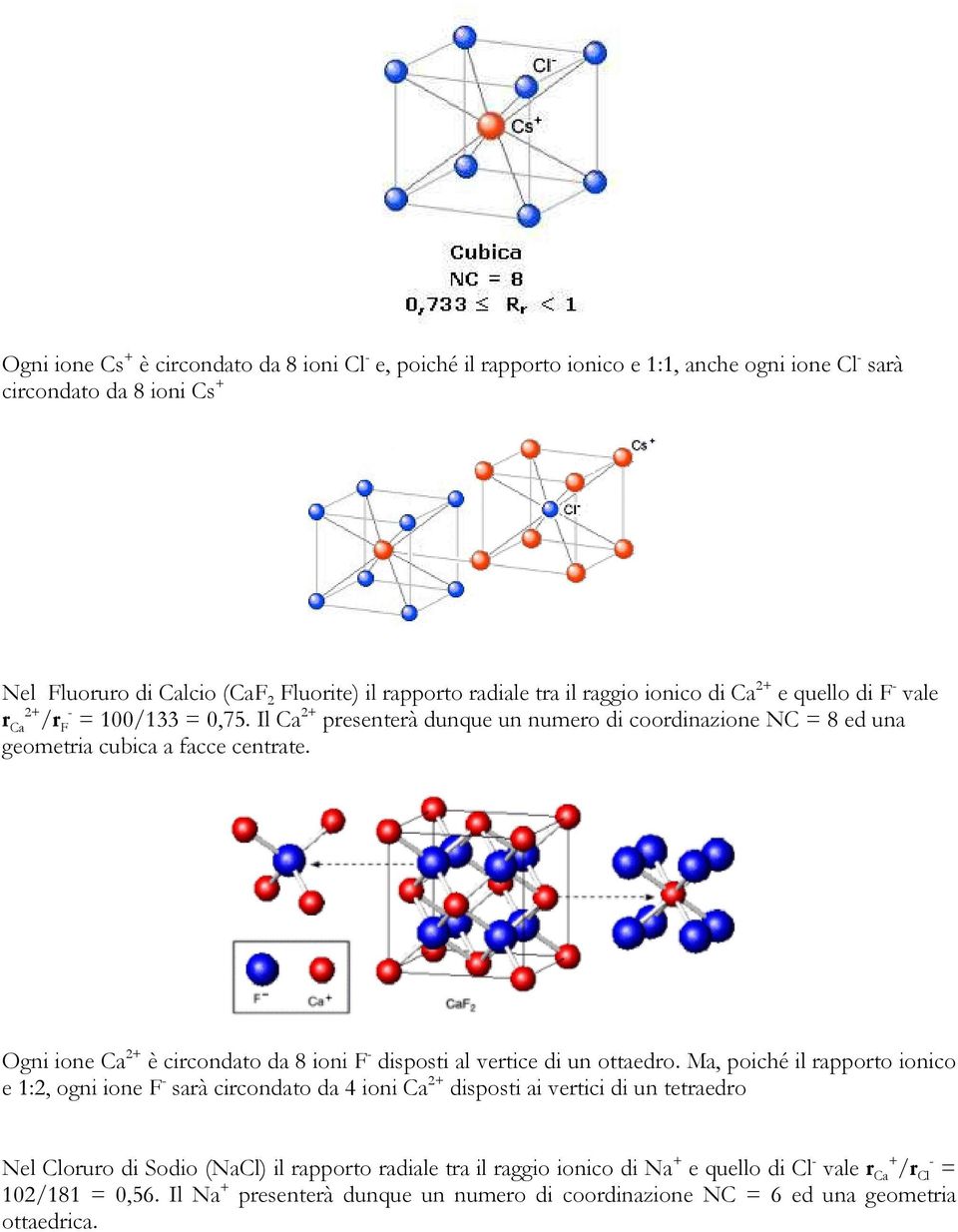 Ogni ione Ca 2+ è circondato da 8 ioni F - disposti al vertice di un ottaedro.