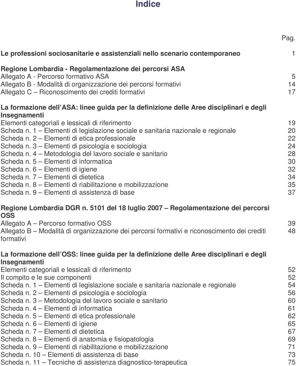 formativi La formazione dell ASA: linee guida per la definizione delle Aree disciplinari e degli Insegnamenti Elementi categoriali e lessicali di riferimento Scheda n.