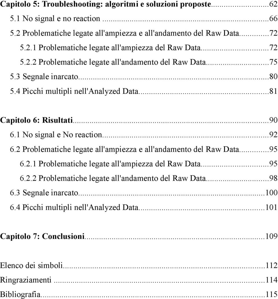 ..92 6.2 Problematiche legate all'ampiezza e all'andamento del Raw Data...95 6.2.1 Problematiche legate all'ampiezza del Raw Data...95 6.2.2 Problematiche legate all'andamento del Raw Data.