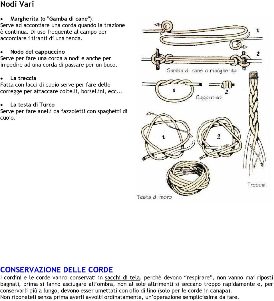 La treccia Fatta con lacci di cuoio serve per fare delle corregge per attaccare coltelli, borsellini, ecc... La testa di Turco Serve per fare anelli da fazzoletti con spaghetti di cuoio.