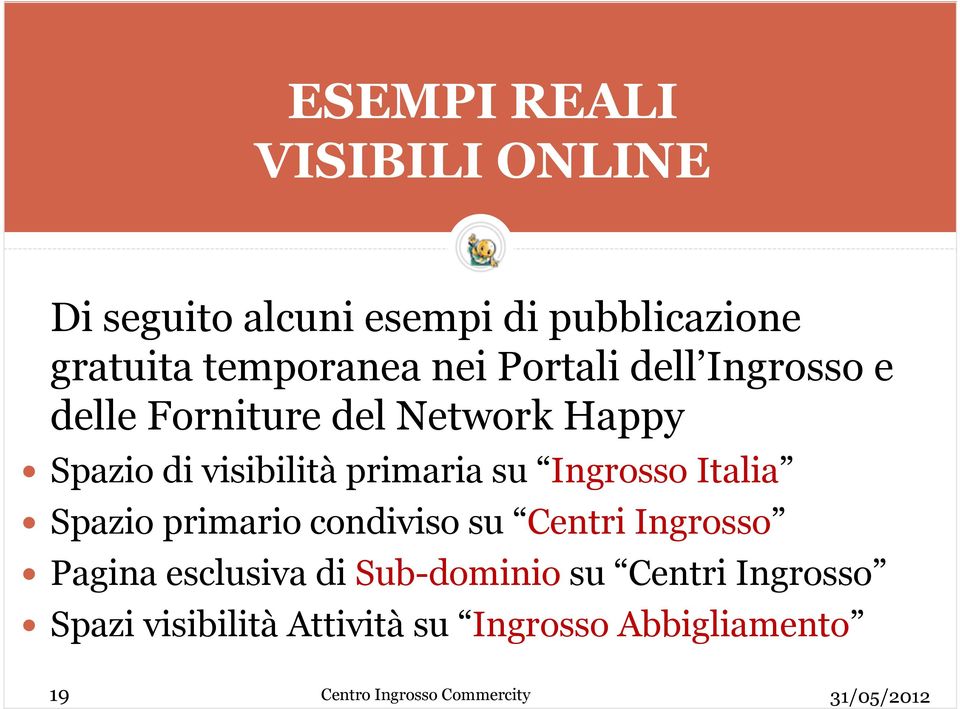 Ingrosso Italia Spazio primario condiviso su Centri Ingrosso Pagina esclusiva di Sub-dominio su