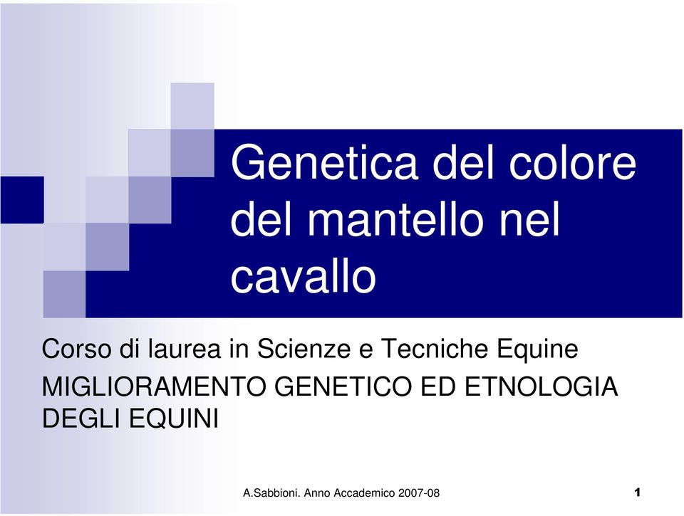 Tecniche Equine MIGLIORAMENTO GENETICO ED