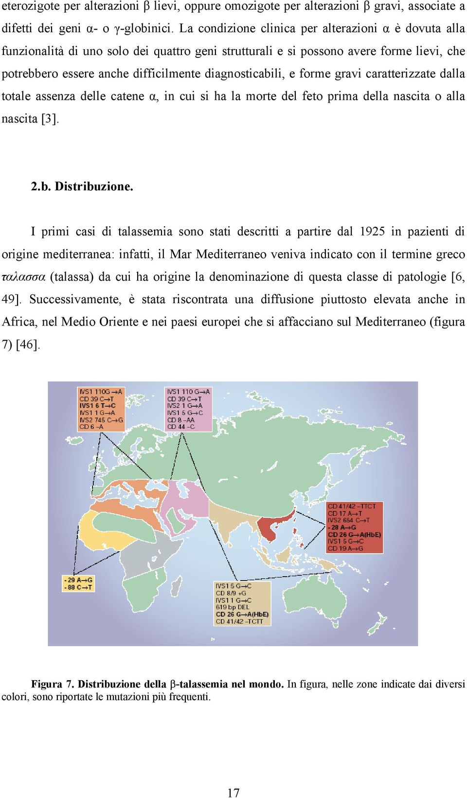 e forme gravi caratterizzate dalla totale assenza delle catene α, in cui si ha la morte del feto prima della nascita o alla nascita [3]. 2.b. Distribuzione.