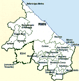 PROVINCIA DI RIMINI Composta da 27 comuni Area geografica di circa 863,58 km2,