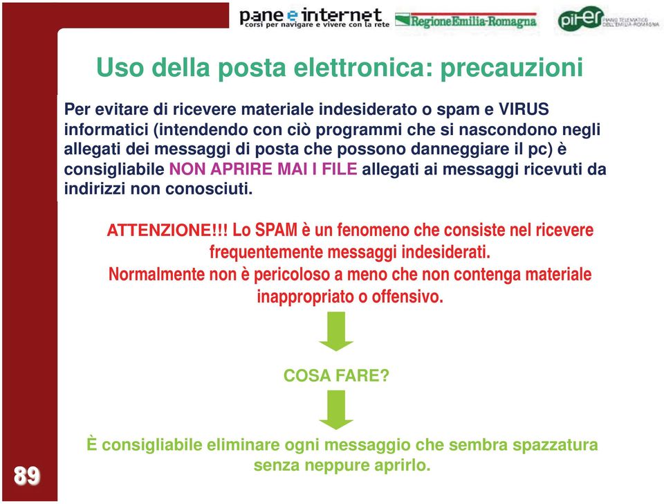 indirizzi non conosciuti. ATTENZIONE!!! Lo SPAM è un fenomeno che consiste nel ricevere frequentemente messaggi indesiderati.