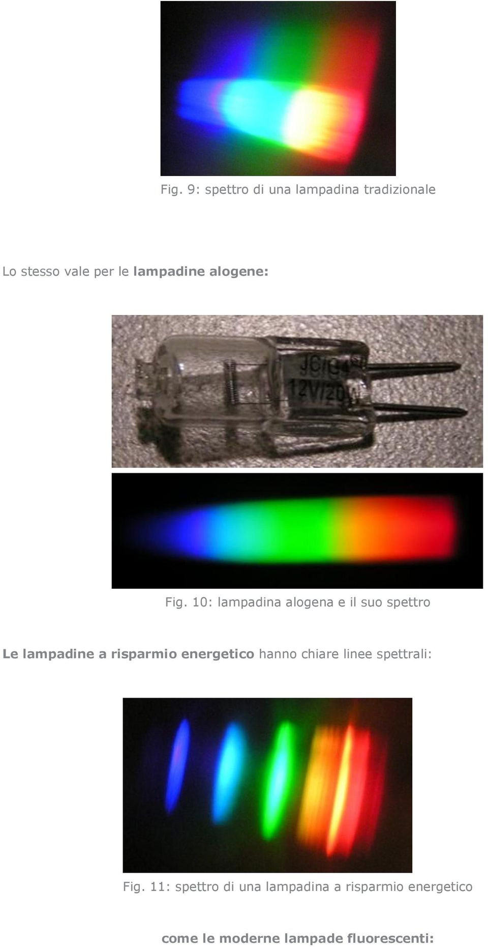 10: lampadina alogena e il suo spettro Le lampadine a risparmio