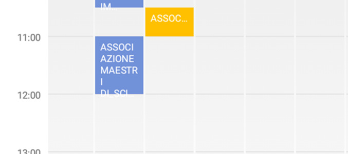 La schermata del calendario presenta delle differenze nella versione android. La schermata viene caricata con il dettaglio del giorno.