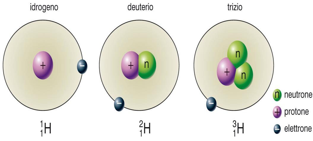 Isotopi Atomi che hanno lo stesso numero atomico Z (e quindi appartengono allo stesso elemento), ma differiscono per il numero di massa A si chiamano isotopi.