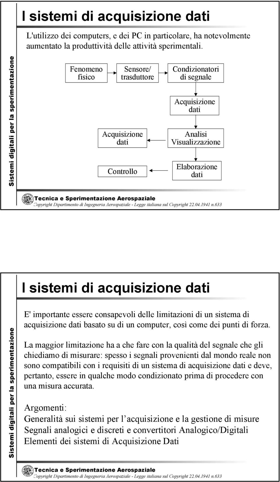 essere consapevoli delle limitazioni di un sistema di acquisizione dati basato su di un computer, così come dei punti di forza.