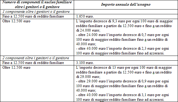 IL NUOVO ASSEGNO AL NUCLEO FAMILIARE