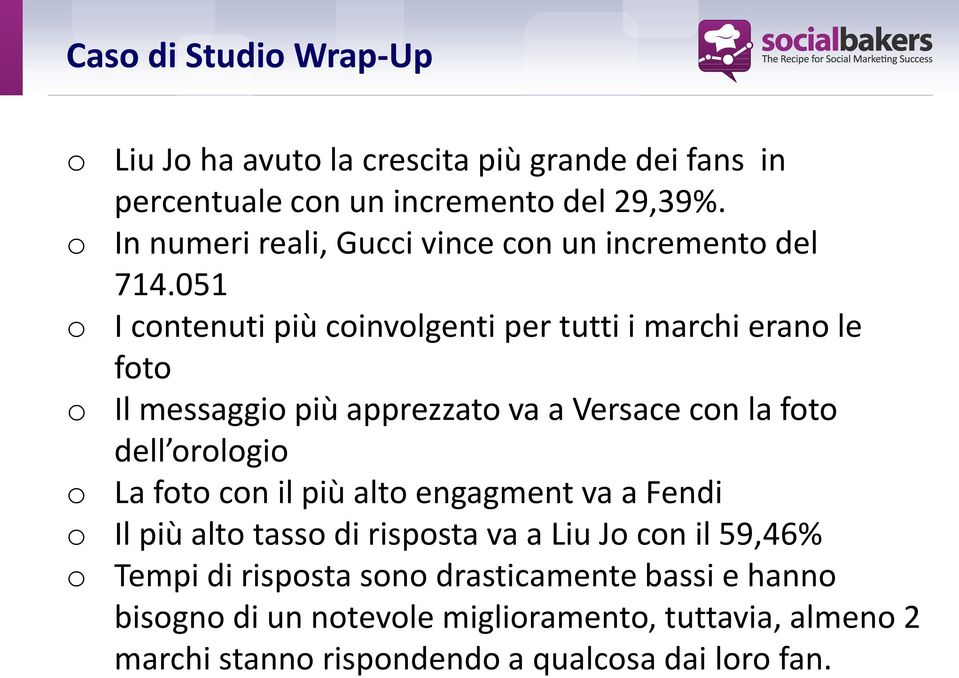 051 o I contenuti più coinvolgenti per tutti i marchi erano le foto o Il messaggio più apprezzato va a Versace con la foto dell orologio o La