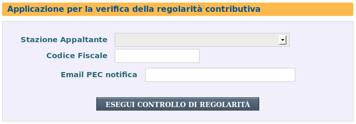 Figura 3: Richiesta Regolarità "Intermediari" Nel campo codice fiscale deve essere inserito il codice fiscale dell azienda (impresa, lavoratore autonomo o altro soggetto tenuto ad essere iscritto all