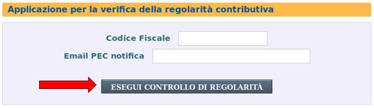 Figura 6: Esegui Controllo Regolarità La procedura inizierà ad elaborare i dati per il codice fiscale indicato (Figura 7).