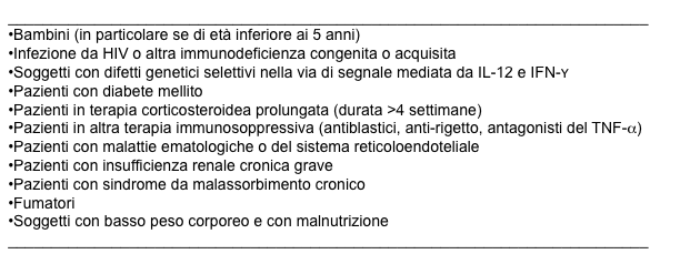 Condizioni associate a maggior rischio per