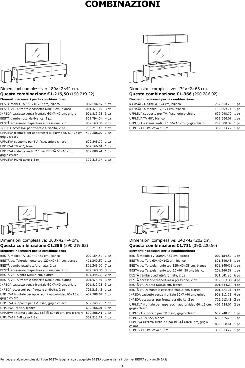 04 4 pz BESTÅ accessorio d apertura a pressione, 2 pz 902.563.36 2 pz INREDA accessori per frontale a ribalta, 2 pz 702.213.43 1 pz UPPLEVA frontale per apparecchi audio/video, 60 16 cm, 402.288.