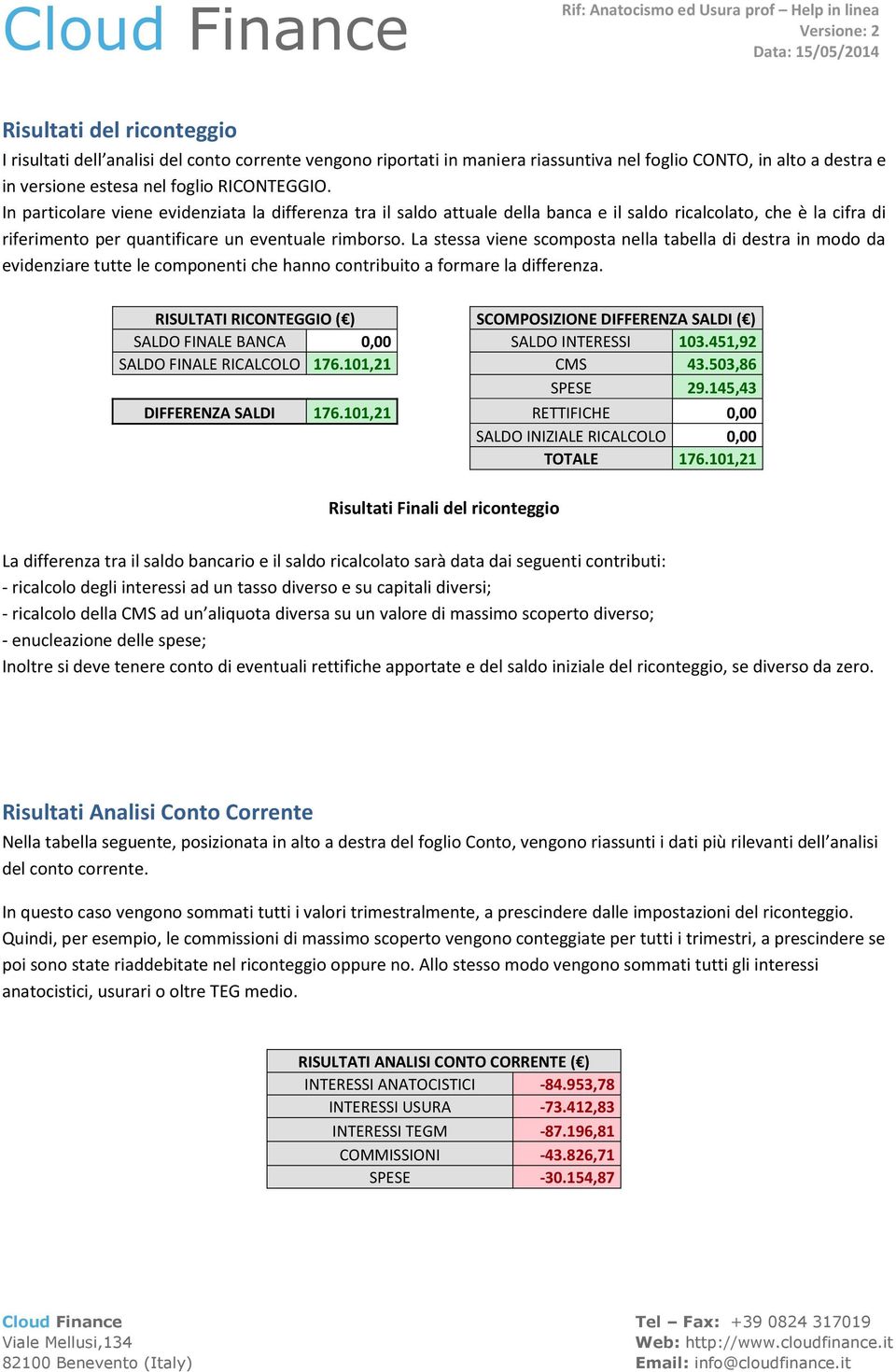 La stessa viene scomposta nella tabella di destra in modo da evidenziare tutte le componenti che hanno contribuito a formare la differenza.