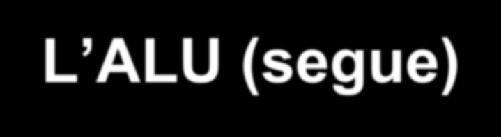 ESEMPIO SEMPLICE: L ALU (segue) ALU in grado di eseguire somma, sottrazione, prodotto, divisione con due operandi contenuti nei registri A e B. 1.