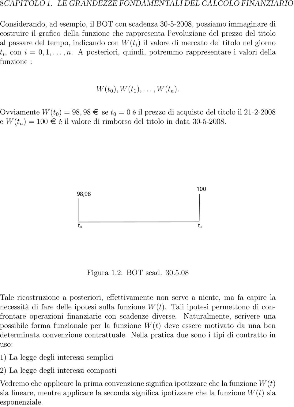 prezzo del titolo al passare del tempo, indicando con W (t i ) il valore di mercato del titolo nel giorno t i, con i = 0, 1,..., n.