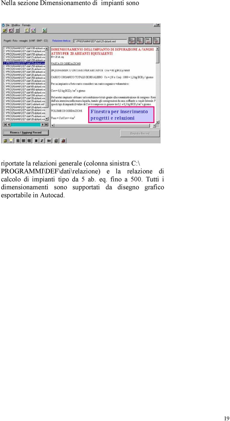 relazione di calcolo di impianti tipo da 5 ab. eq. fino a 500.