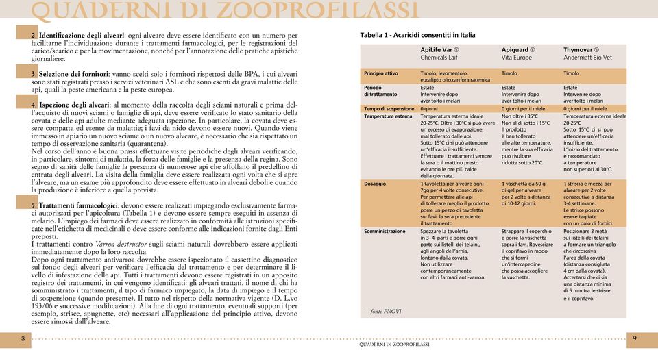 Selezione dei fornitori: vanno scelti solo i fornitori rispettosi delle BPA, i cui alveari sono stati registrati presso i servizi veterinari ASL e che sono esenti da gravi malattie delle api, quali