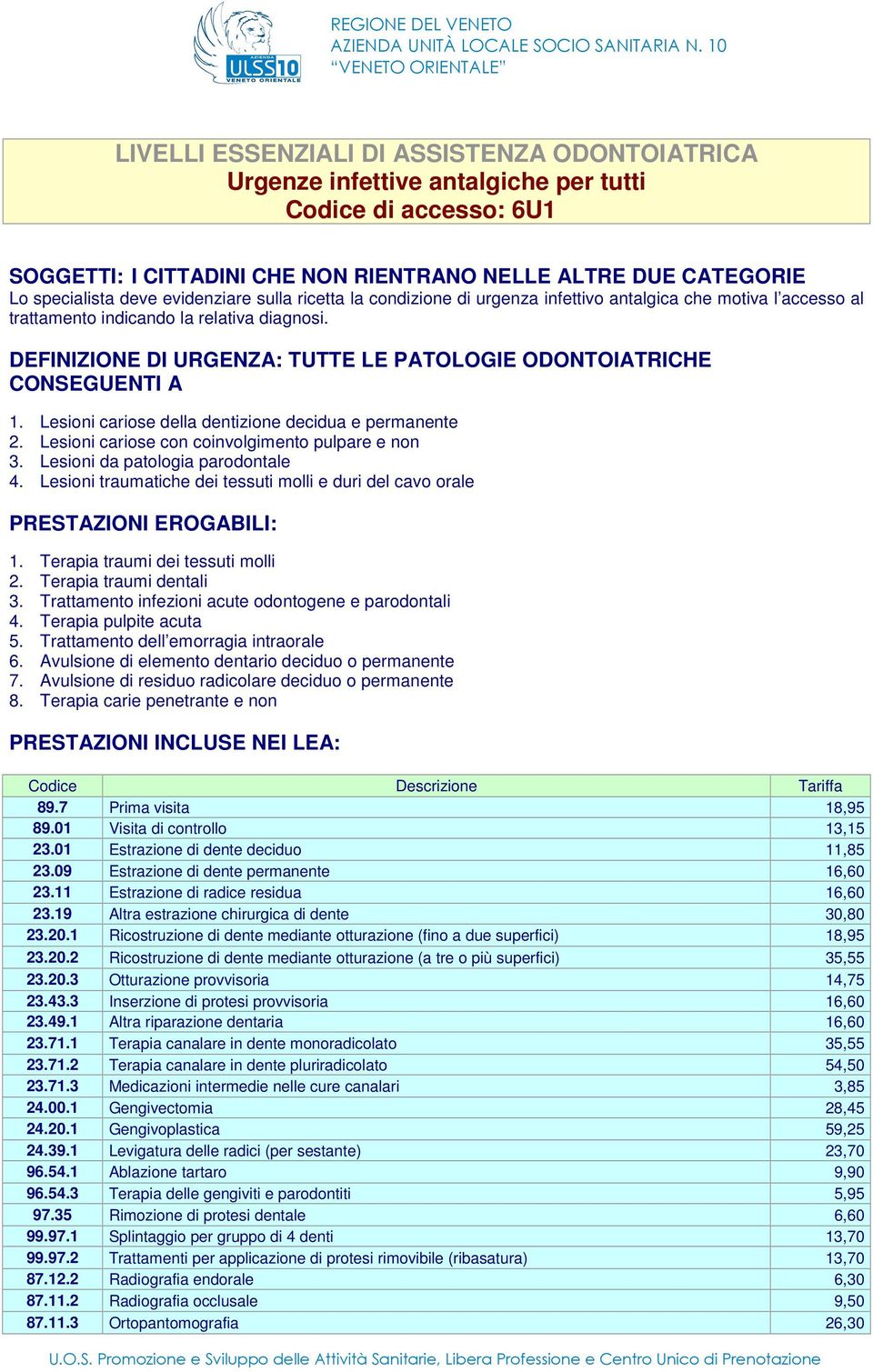 urgenza infettivo antalgica che motiva l accesso al trattamento indicando la relativa diagnosi. DEFINIZIONE DI URGENZA: TUTTE LE PATOLOGIE ODONTOIATRICHE CONSEGUENTI A 1.