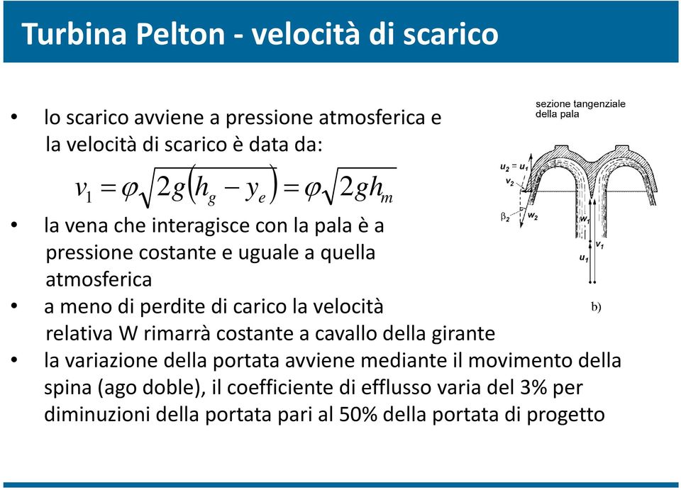 carico la velocità relativa W rimarrà costante a cavallo della girante la variazione della portata avviene mediante il movimento