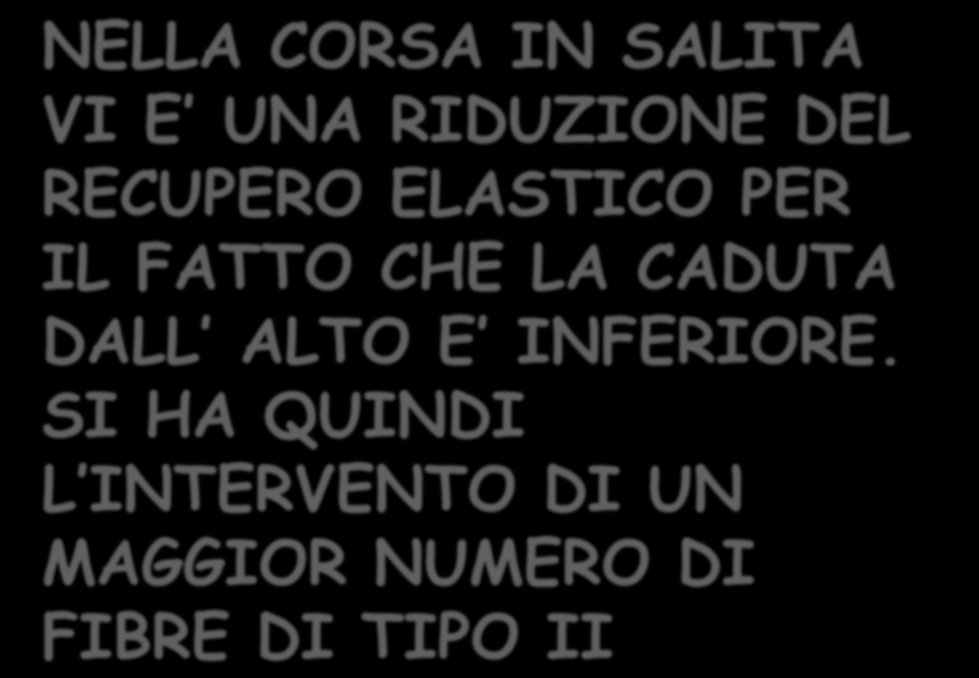 NELLA CORSA IN SALITA VI E UNA RIDUZIONE DEL RECUPERO ELASTICO PER IL FATTO CHE LA CADUTA