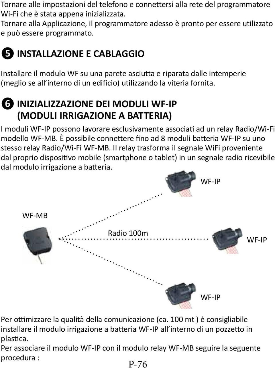 ❺ INSTALLAZIONE E CABLAGGIO Installare il modulo WF su una parete asciutta e riparata dalle intemperie (meglio se all interno di un edificio) utilizzando la viteria fornita.