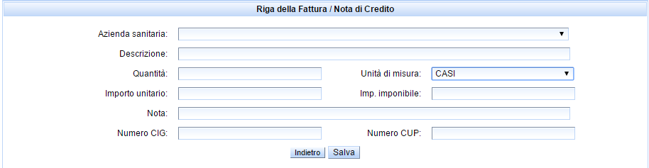 Figura 9 - Riga della Fattura/Nota di credito E possibile emettere una unica fattura per tipologia assistenziale e per mese di competenza aggiungendo più righe e specificando nel dettaglio della riga