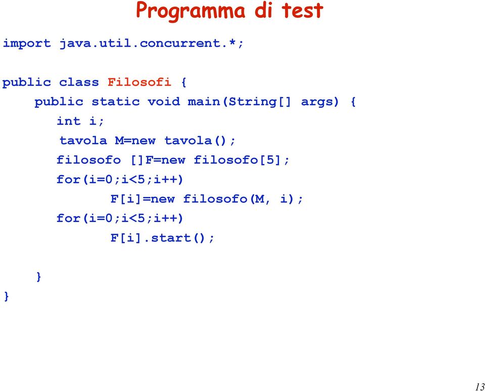 args) { int i; tavola M=new tavola(); filosofo []F=new