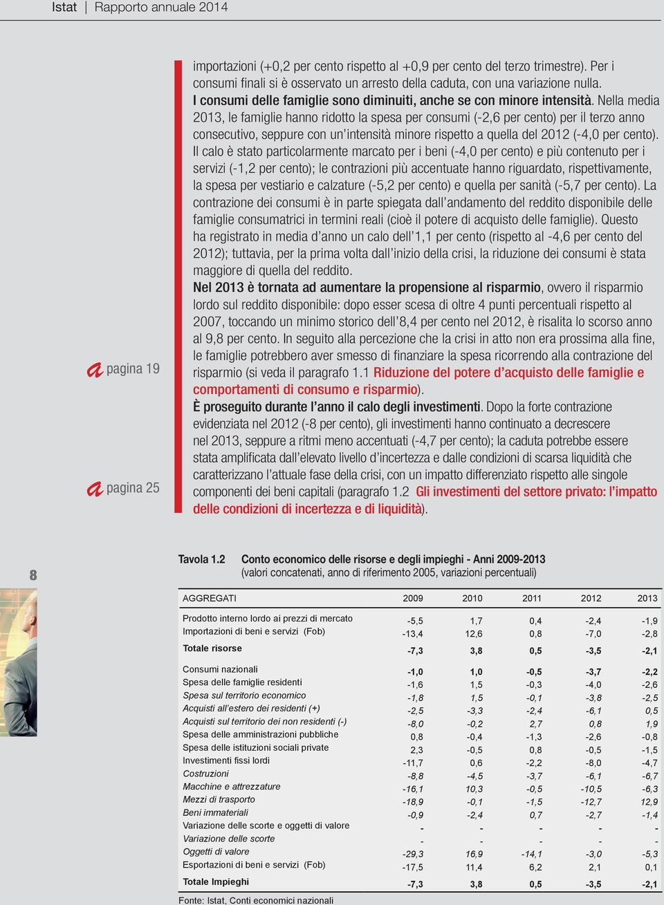 Nella media 213, le famiglie hanno ridotto la spesa per consumi (-2,6 per cento) per il terzo anno consecutivo, seppure con un intensità minore rispetto a quella del 212 (-4, per cento).