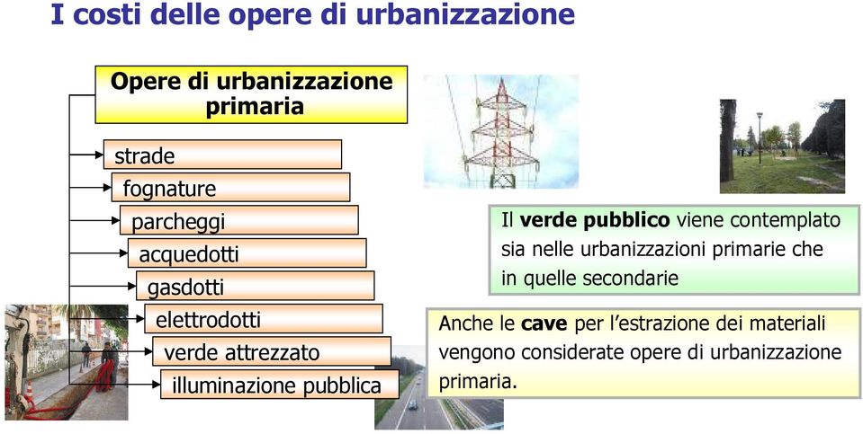 verde pubblico viene contemplato sia nelle urbanizzazioni primarie che in quelle