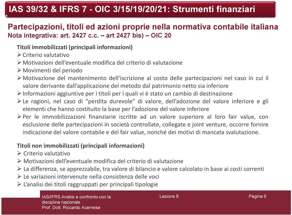 ntabile italiana Nota integrativa: art. 2427 c.